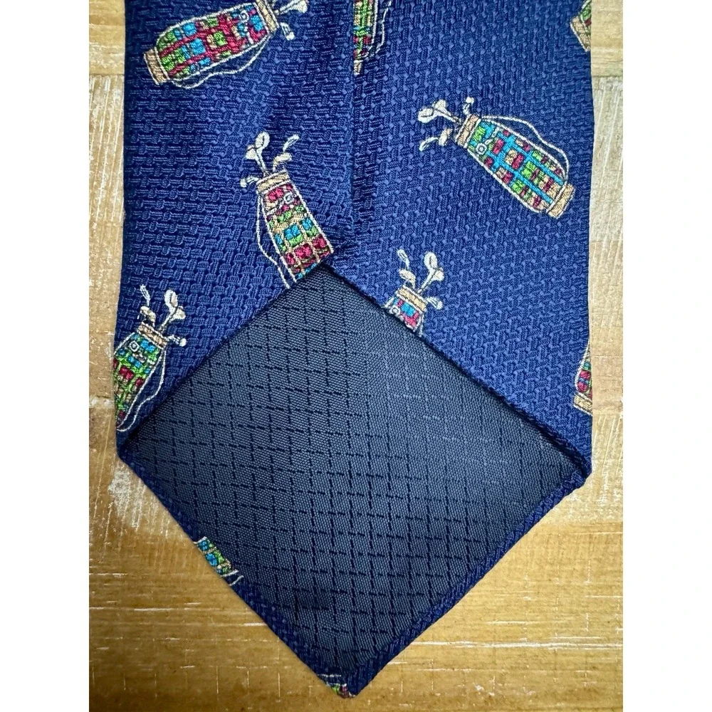 Hathaway Golf Bags Sports Vintage Design 100% Silk Neck Tie Navy/Multicolor